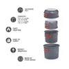 Kit casseroles de camping anti-adhésives + 1 éponge offerte