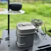 Casserole camping carrée pliante en titane 1400ml