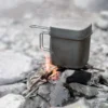 Casserole camping carrée pliante en titane 1400ml