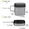 Casserole camping carrée pliante en titane 1400ml