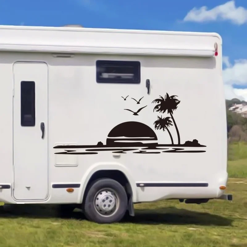 Grand autocollant de camping car Plage coucher de soleil – Image 3