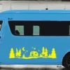 Grand autocollant camping car Forêt étoilée montagne