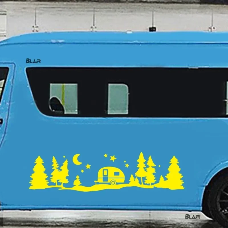 Grand autocollant camping car Forêt étoilée montagne – Image 4