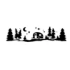 Grand autocollant camping car Forêt étoilée montagne
